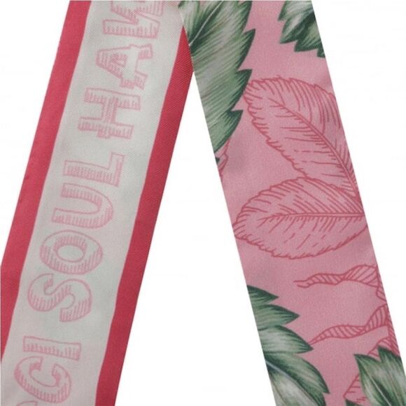 Gucci Floral Hawaiian print silk neck bow twilly Scarf pink - Picture 4 of 9